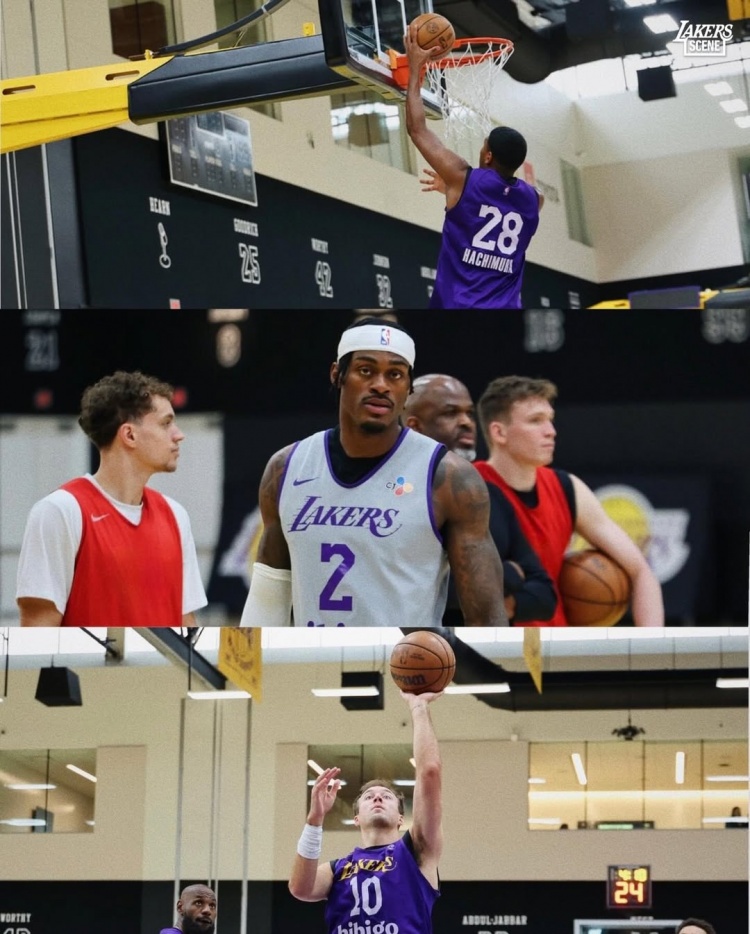 湖人全队封闭训练 詹姆斯八村塁专注备战G1