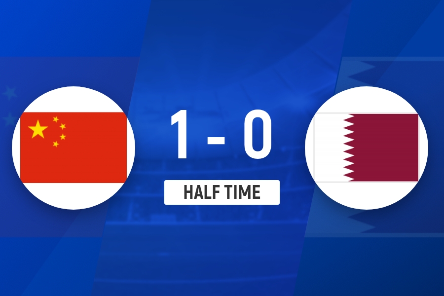 U17亚洲杯何思凡兜射破门 国少半场1-0卡塔尔